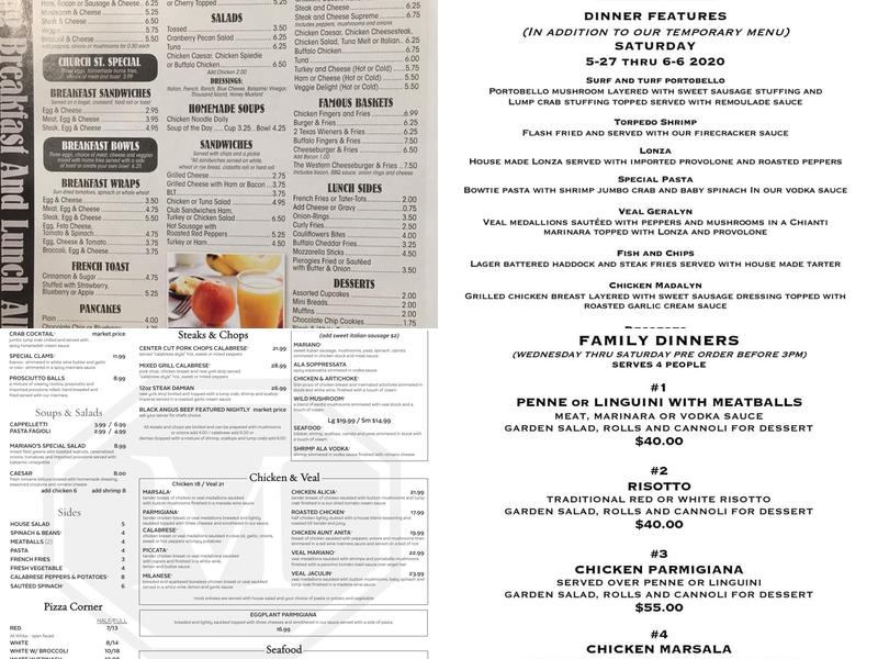 Mariano's Cucina and Provisions Menu