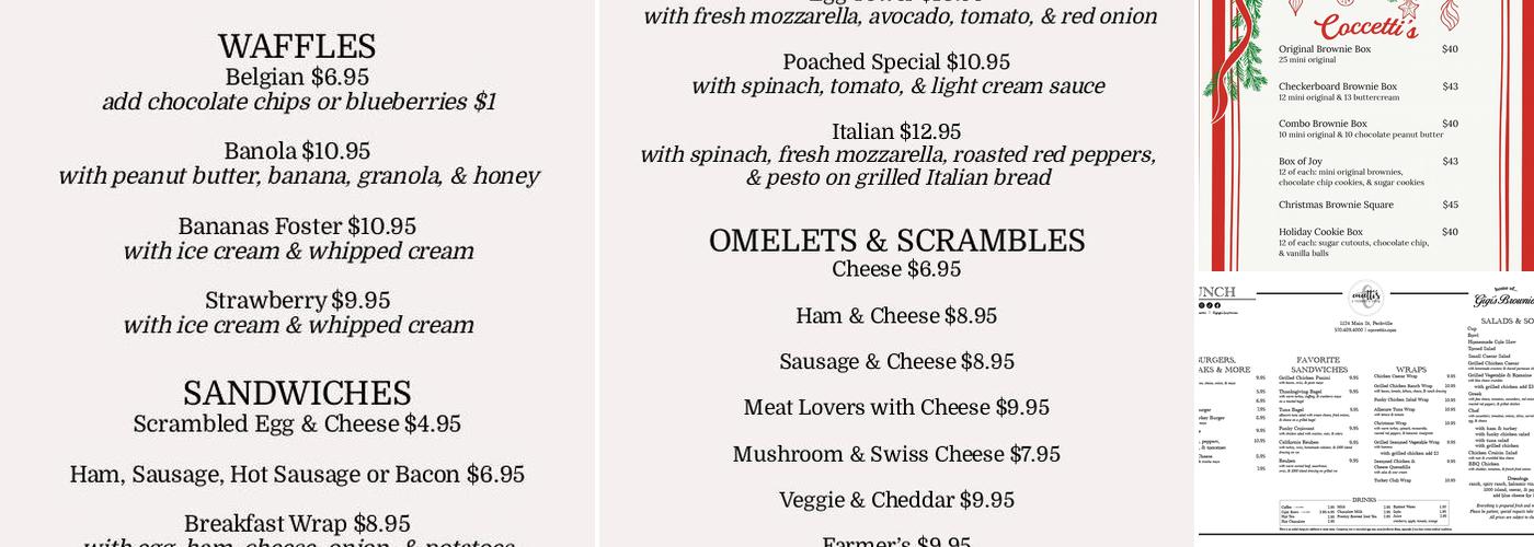 Coccetti's a restaurant & bakery Menu