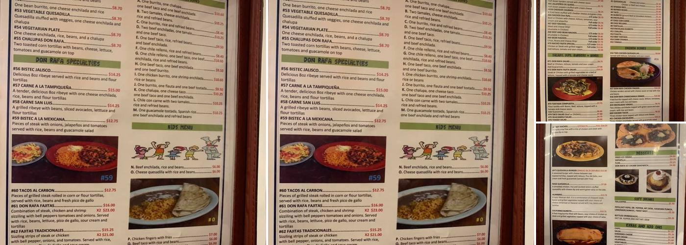 Don Rafa Mexican Grill Inc Menu