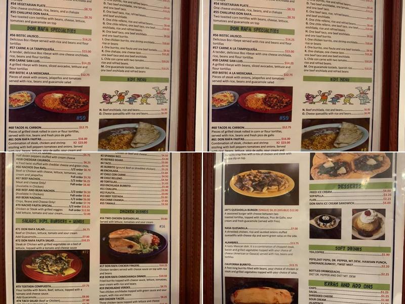 Don Rafa Mexican Grill Inc Menu