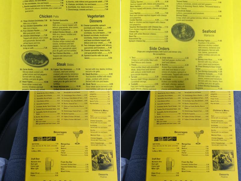 Tres Hermanos Mexican Menu