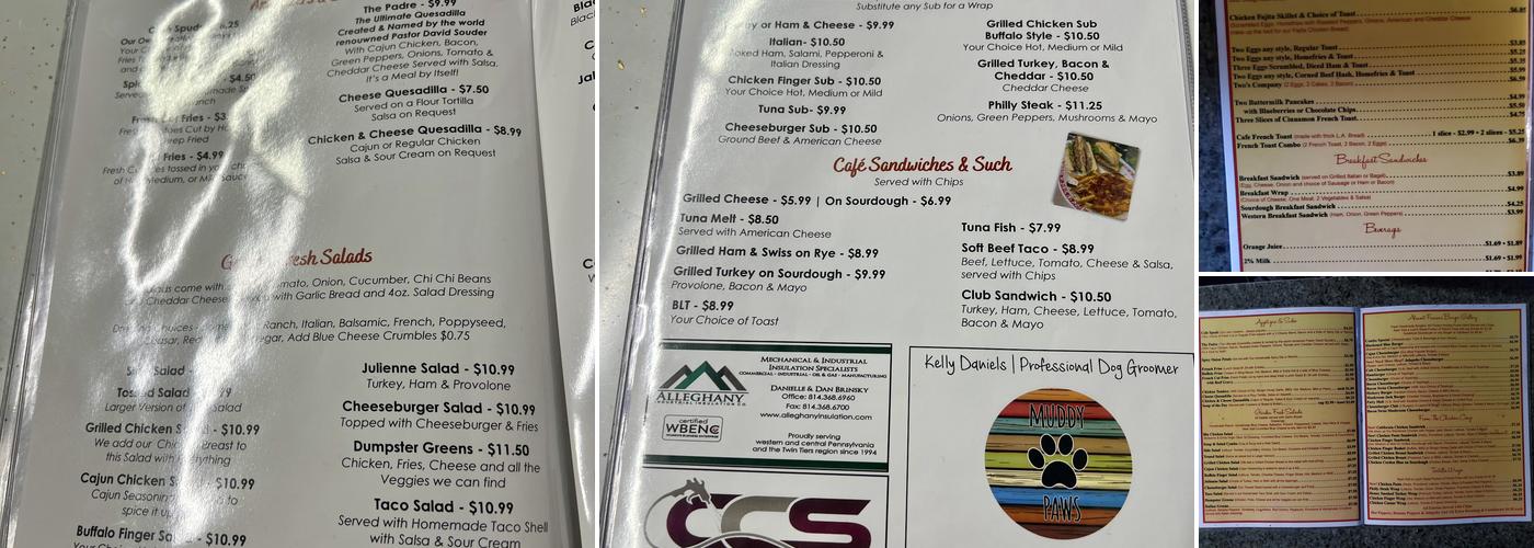 Kennedy st Cafe Menu
