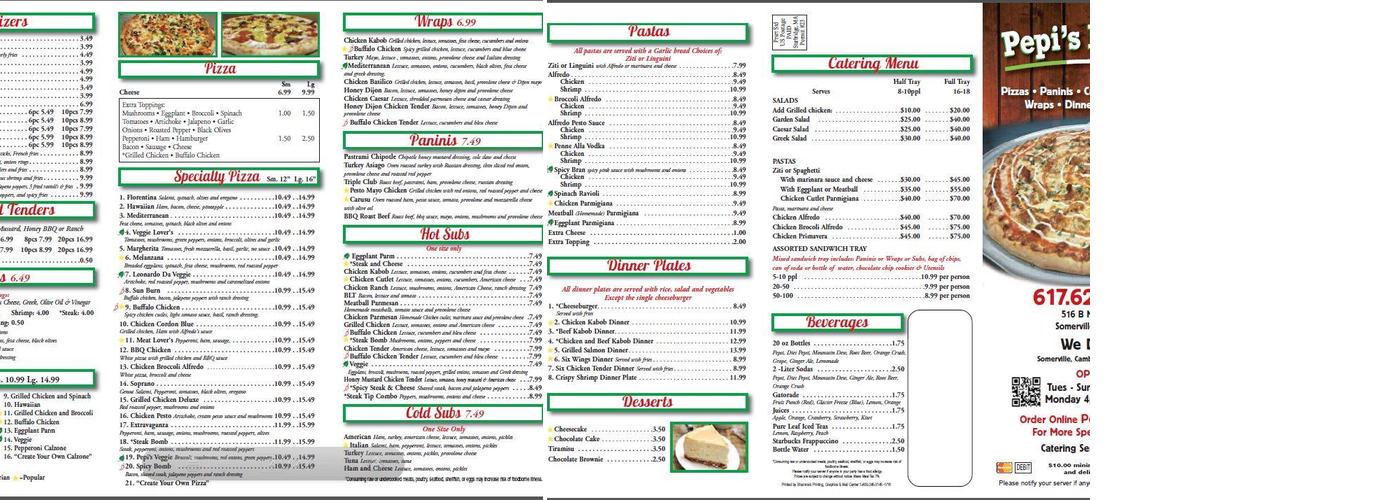 Pepi's Pizzeria Menu