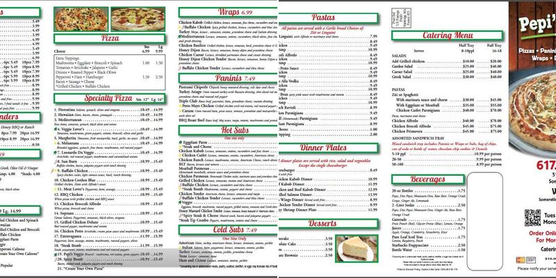 Pepi's Pizzeria Menu