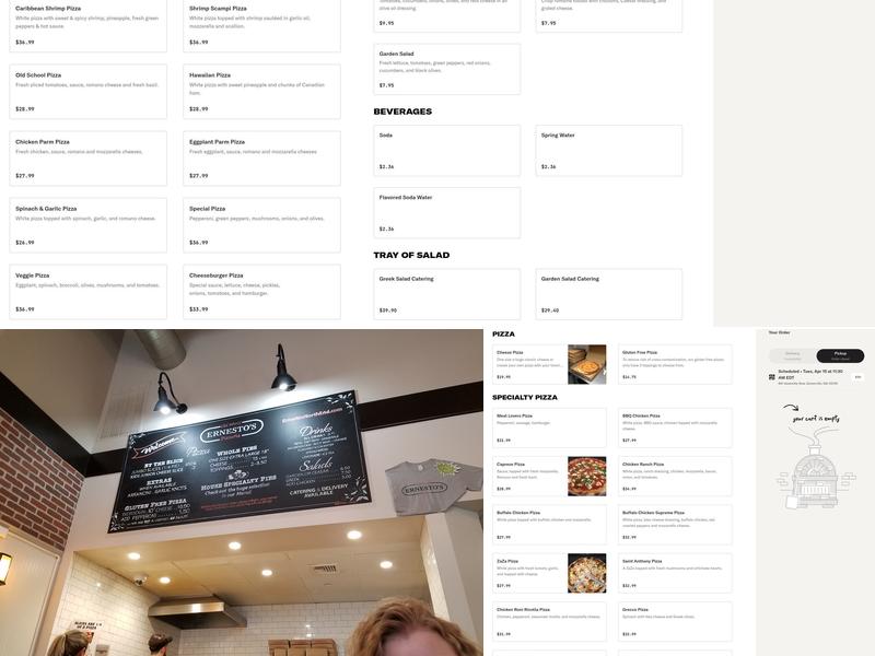 Ernesto's Pizza Menu