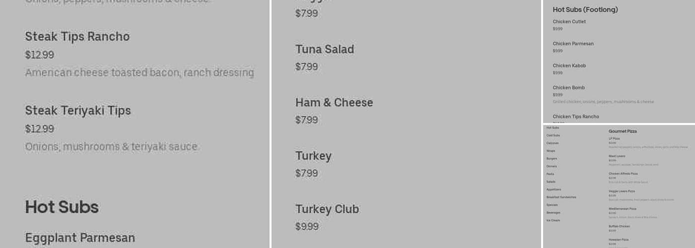 LP Pizza & Subs Menu
