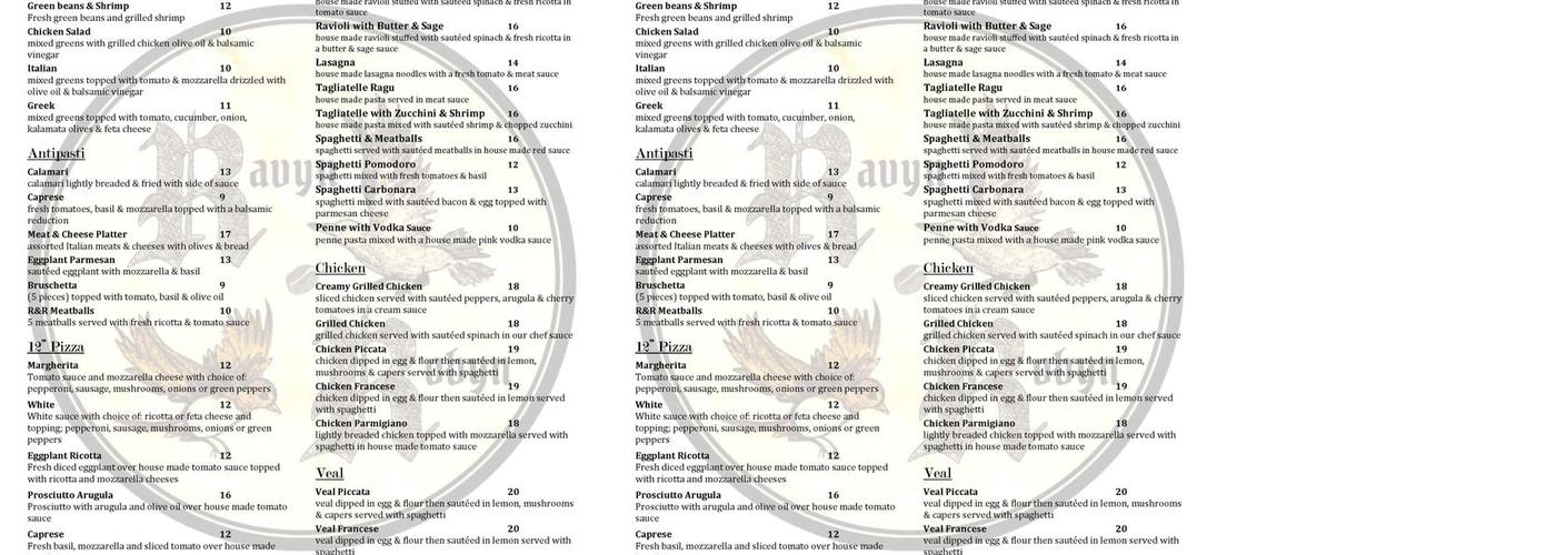 Ravyn & Robyn Menu