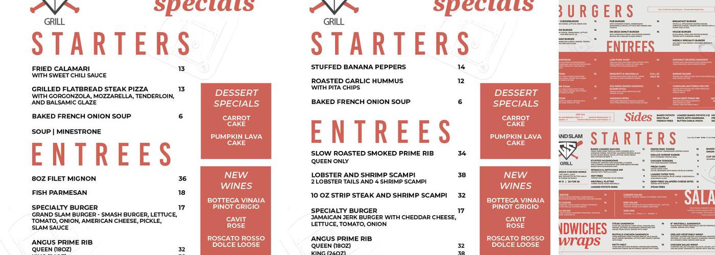 Grand Slam Grill Menu