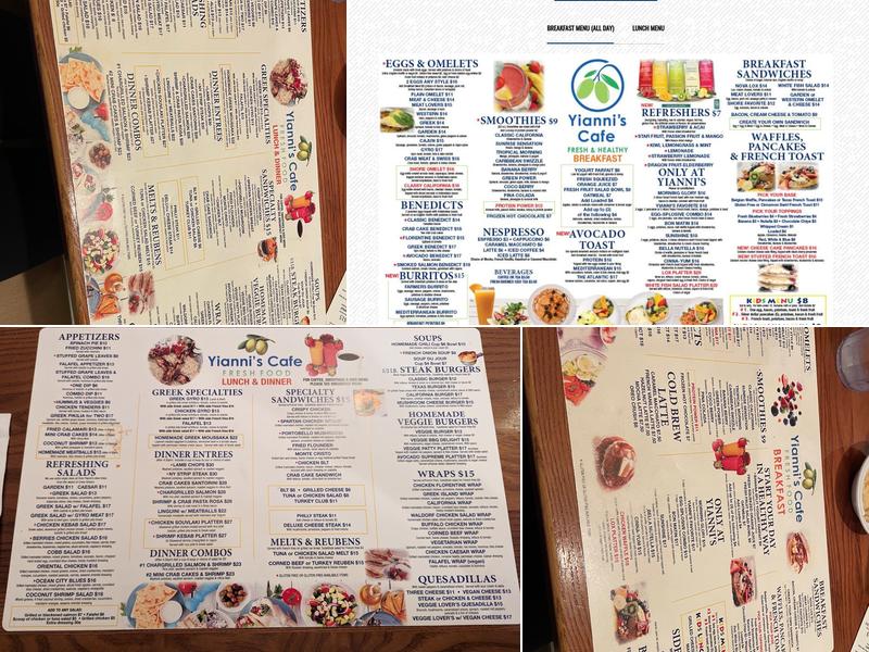 Yianni's Cafe Menu