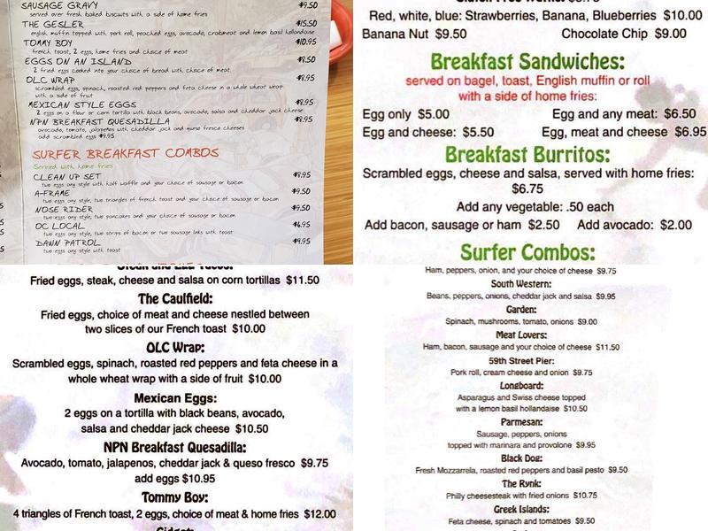 OC Surf Cafe Menu