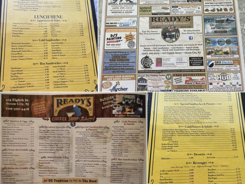 Ready’s coffee shop Menu