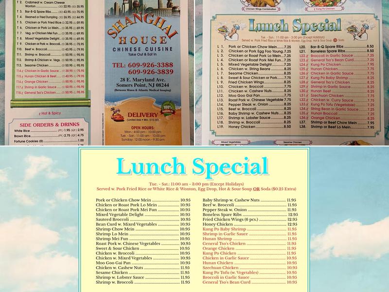 Shanghai House Restaurant Menu