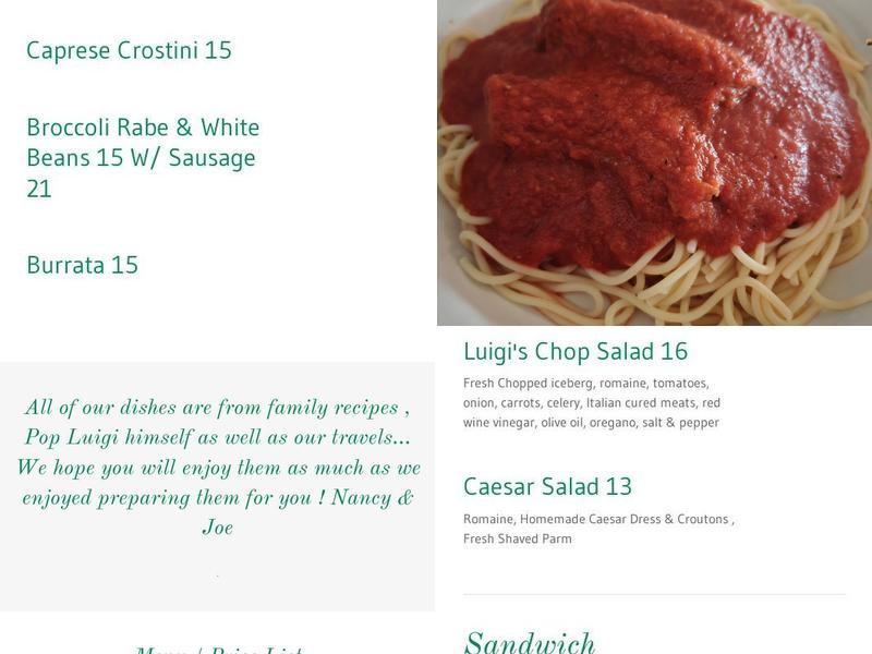 Luigi's Italian Restaurant Menu