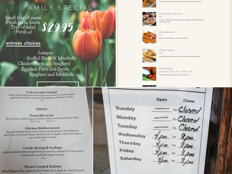 Cousin Mario's Italian Restaurant & Bar Menu