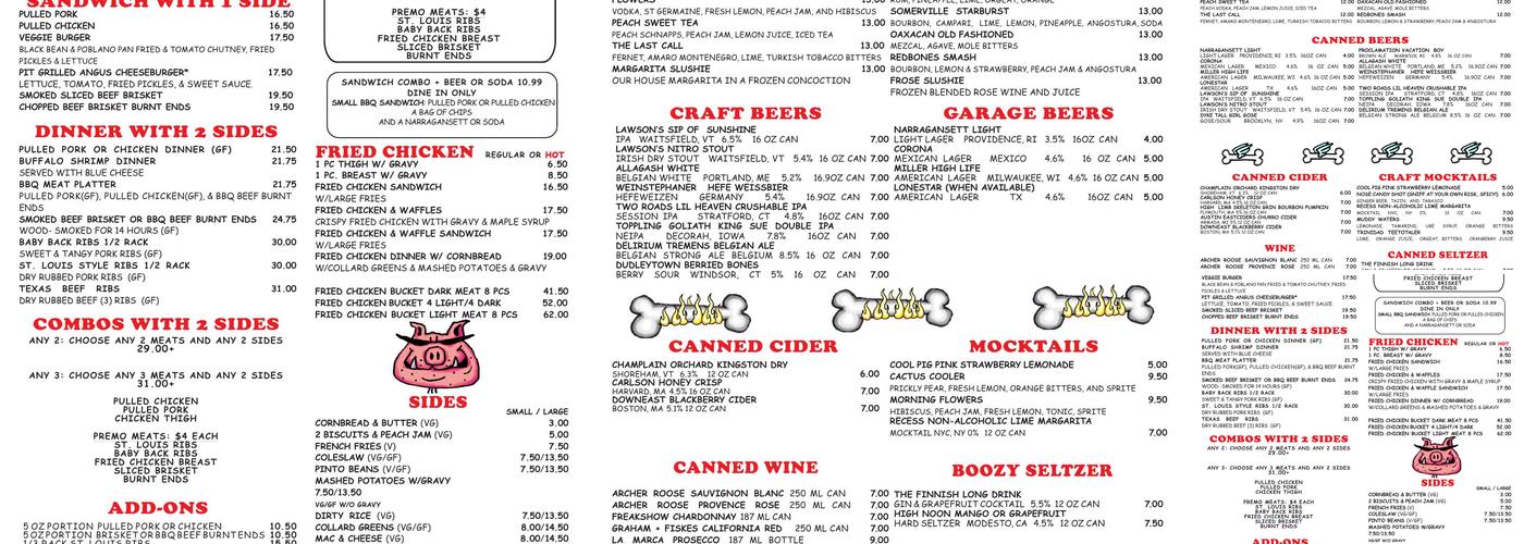 Redbones Barbecue Menu
