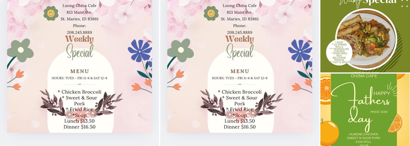 Luong China Cafe Menu