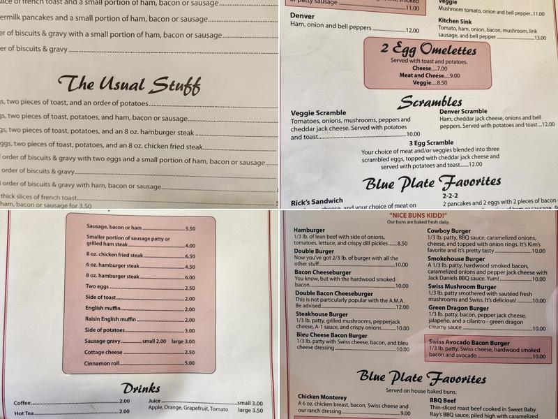 Blue Plate Cafe Menu