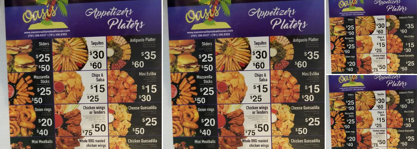 Oasis Cafe & Bakery Menu