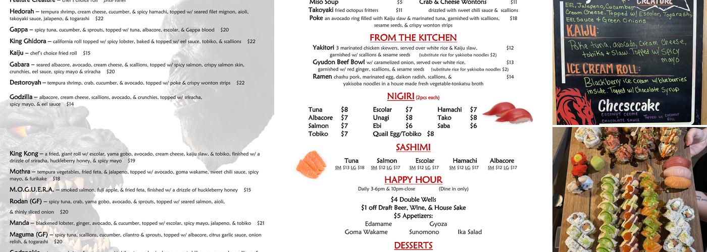 Kaiju Sushi & Spirits Menu