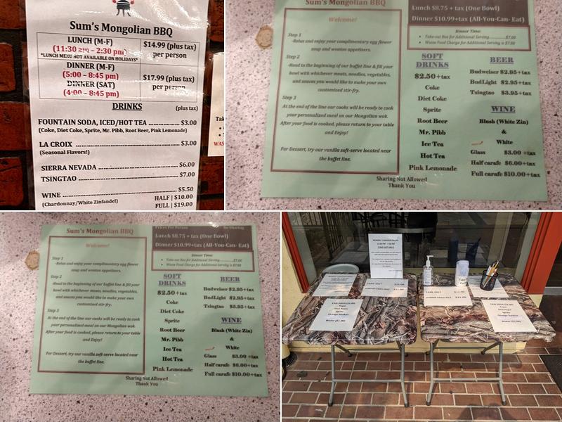 Sum's Mongolian Bar-Bq Restaurant Menu