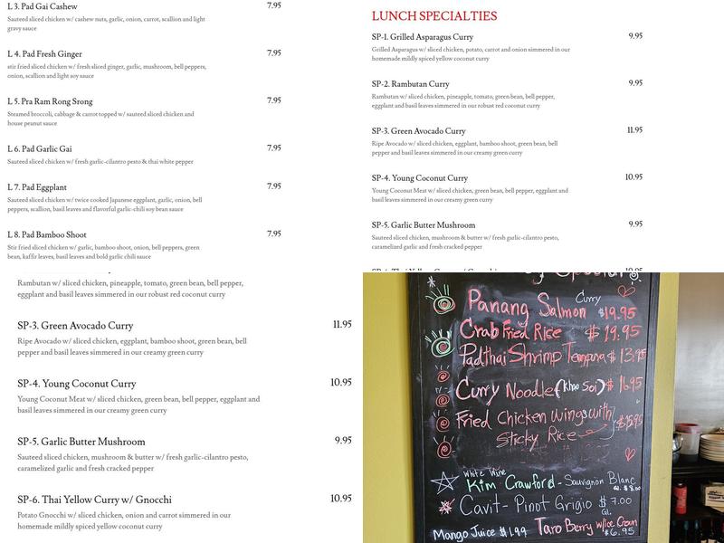 Auburn Thai Garden Restaurant Menu