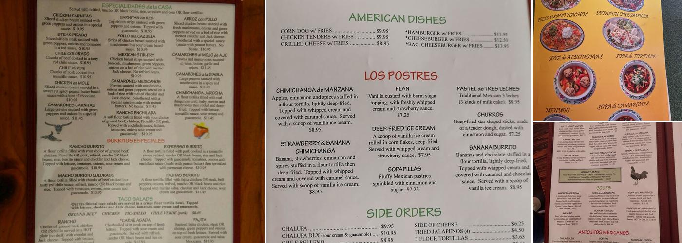El Ranchito Menu