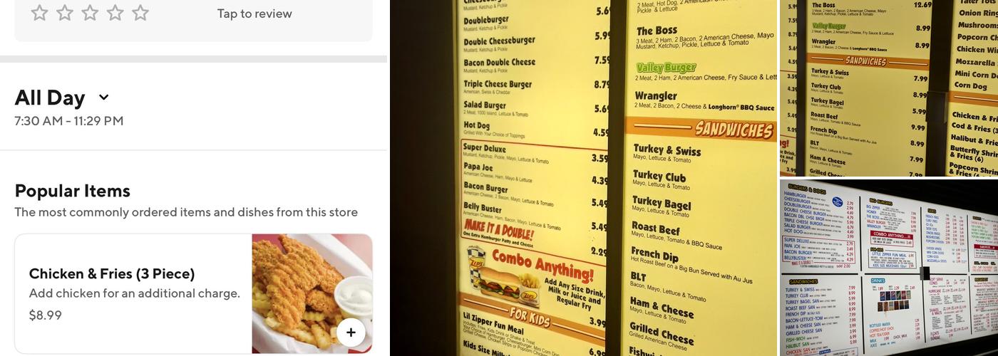 Zip's Drive-In - Bowdish Menu