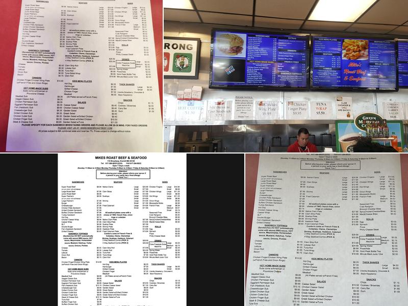 Mike's Roast Beef Menu