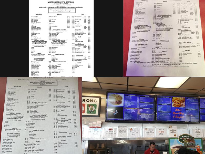 Mike's Roast Beef Menu