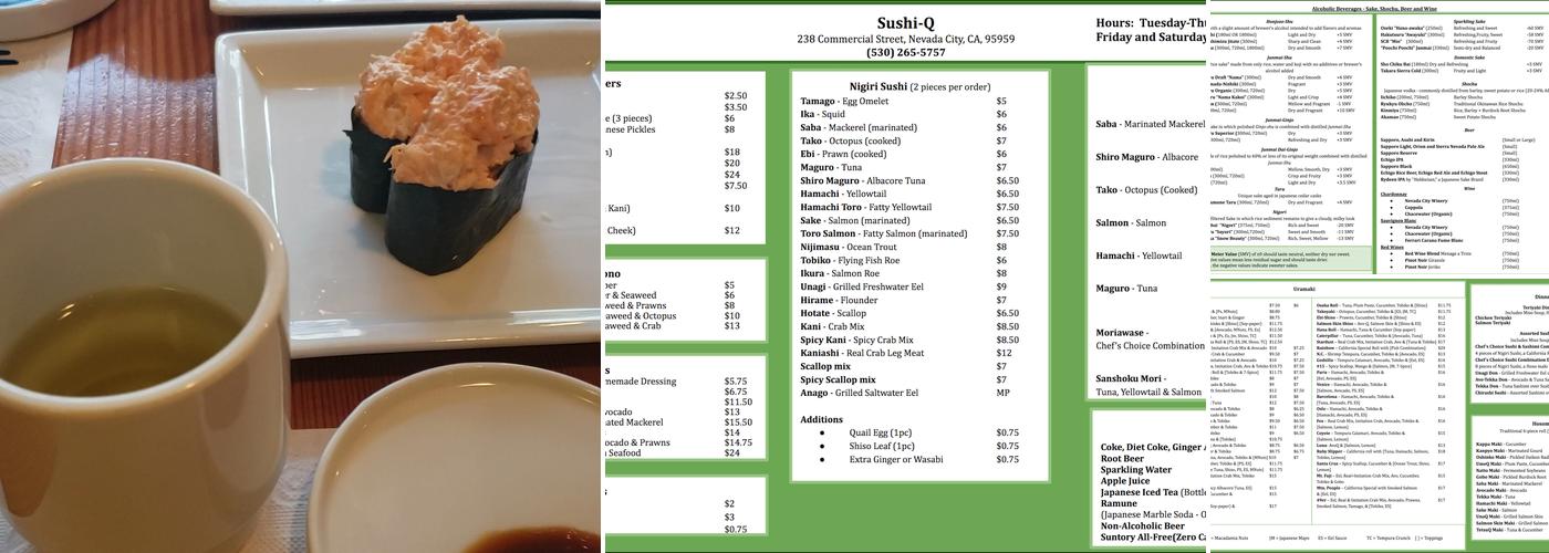 Sushi Q Menu