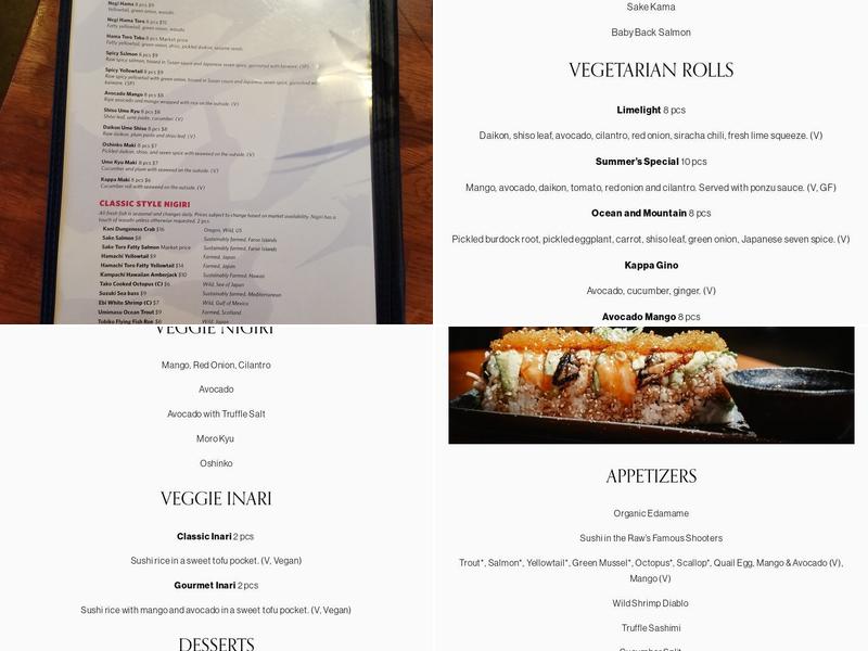 Sushi In the Raw Menu