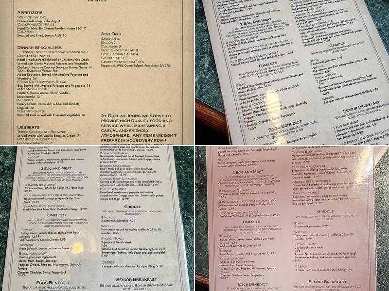 Dueling Irons Restaurant Menu
