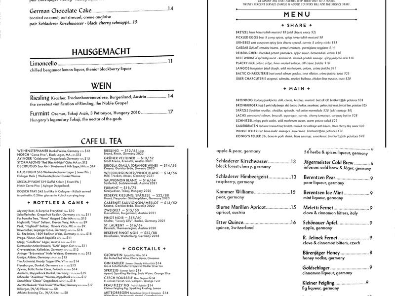Bronwyn Restaurant Menu