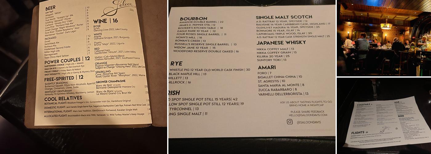 Saloon Menu