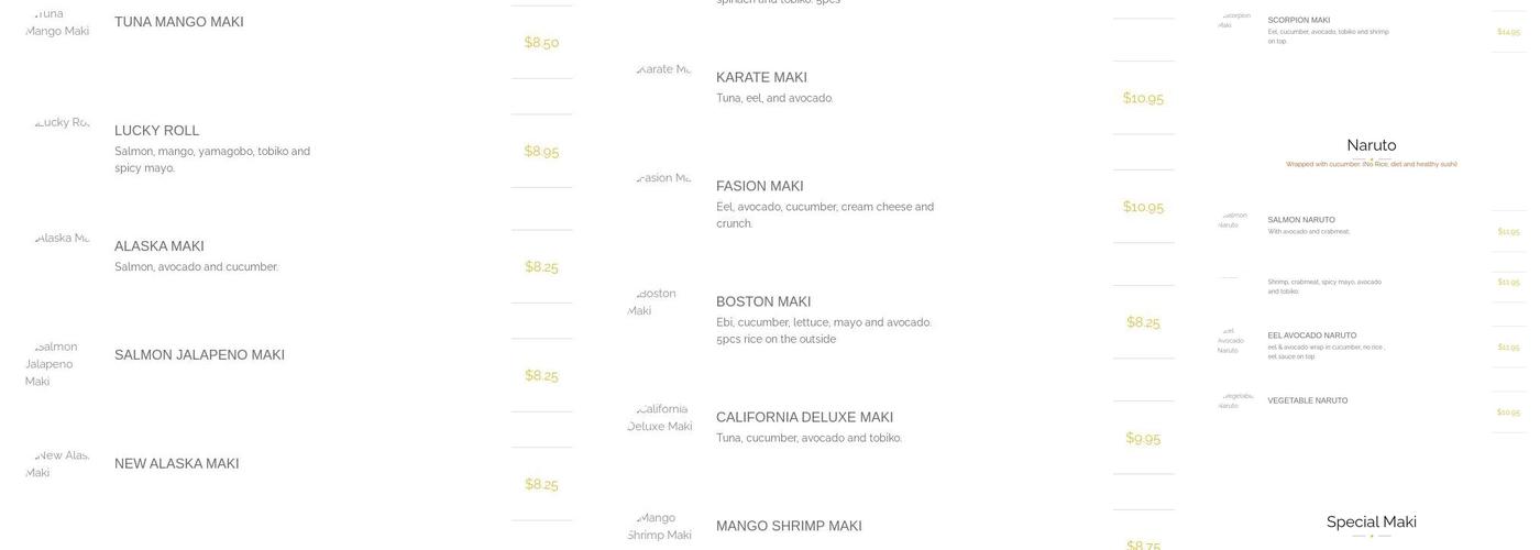 Yoshi's Menu