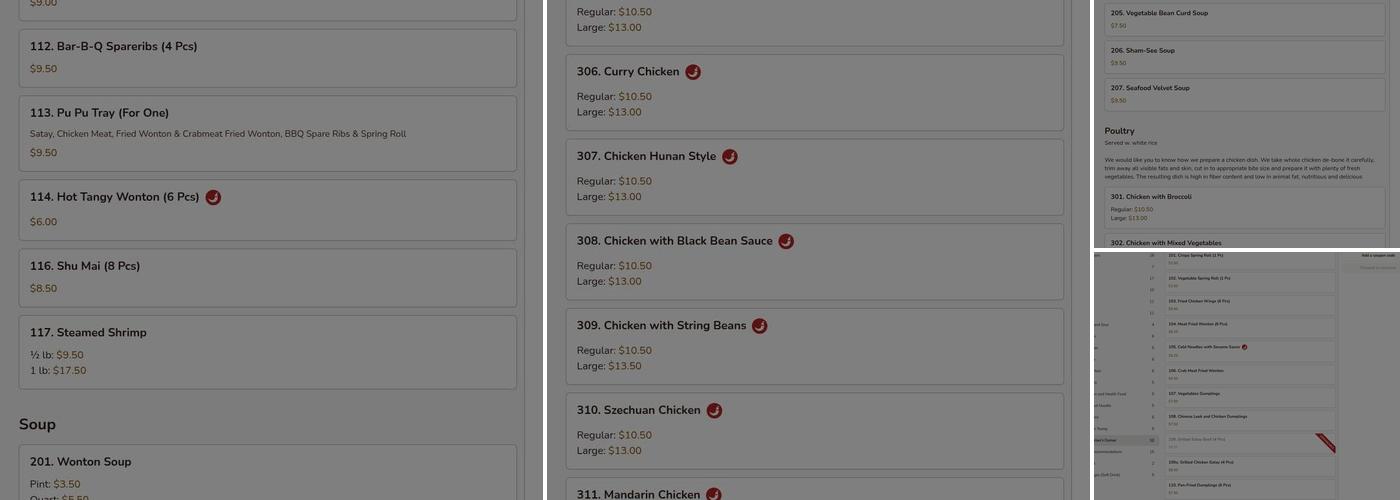 Peking Village II Menu