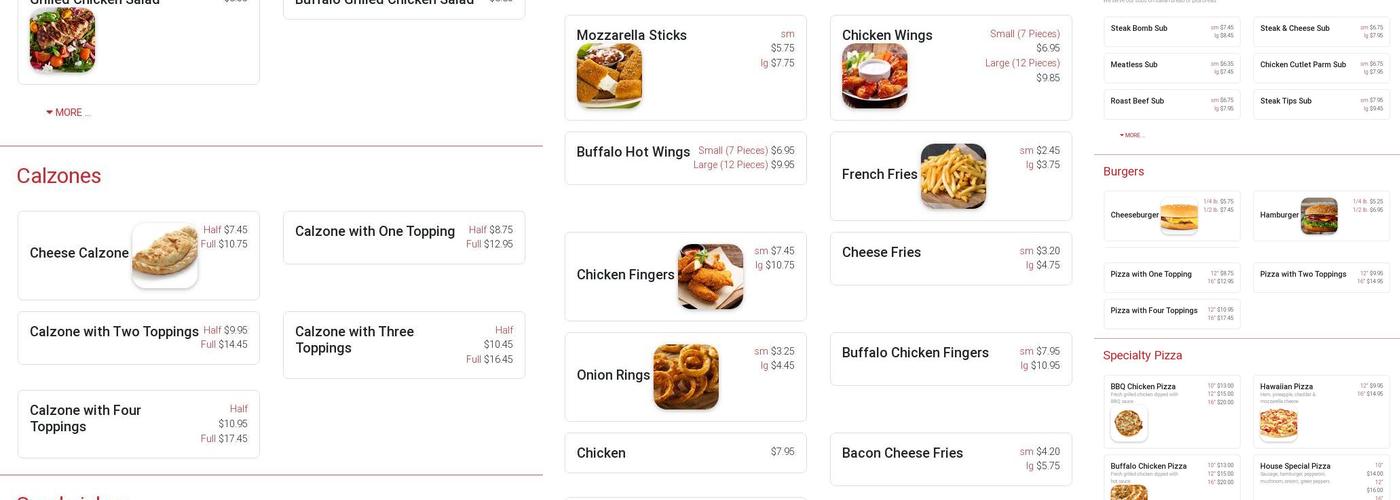 Friendly Pizza Framingham Menu