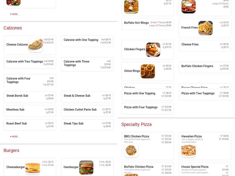 Friendly Pizza Framingham Menu