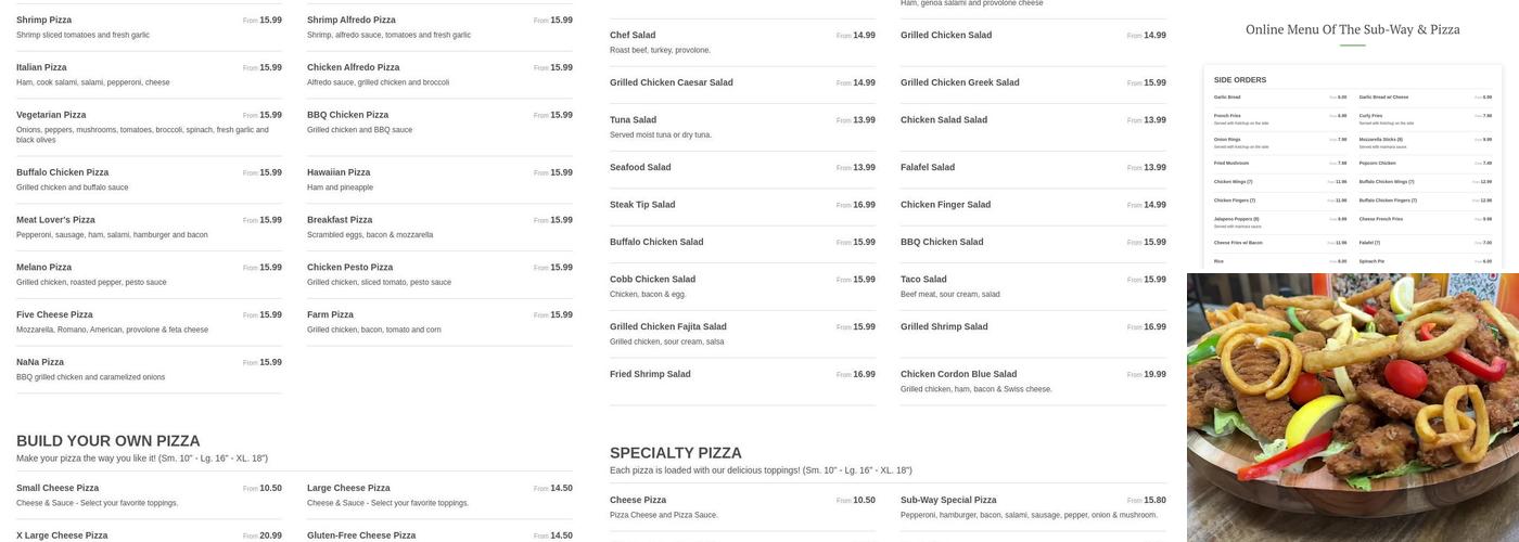 The Sub-Way & Pizza Menu