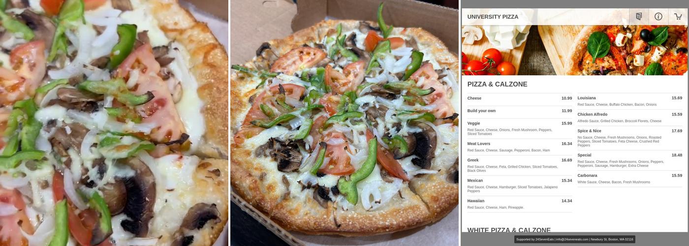 University Pizza Menu