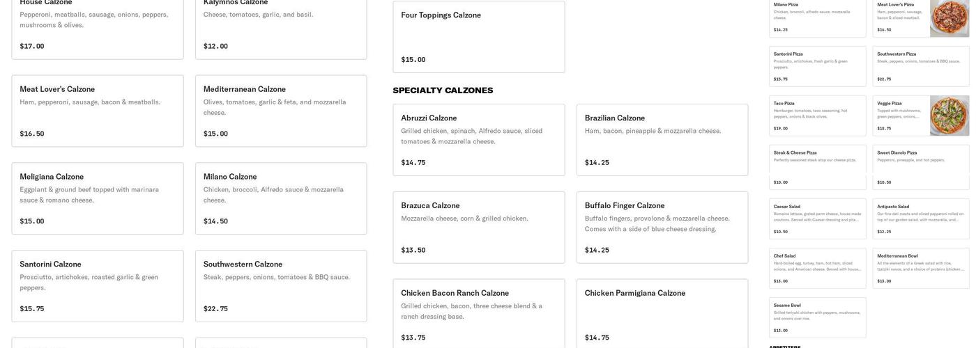 Nick's Pizza and Grill Menu