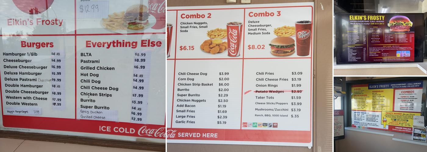 Elkin's Frosty Menu