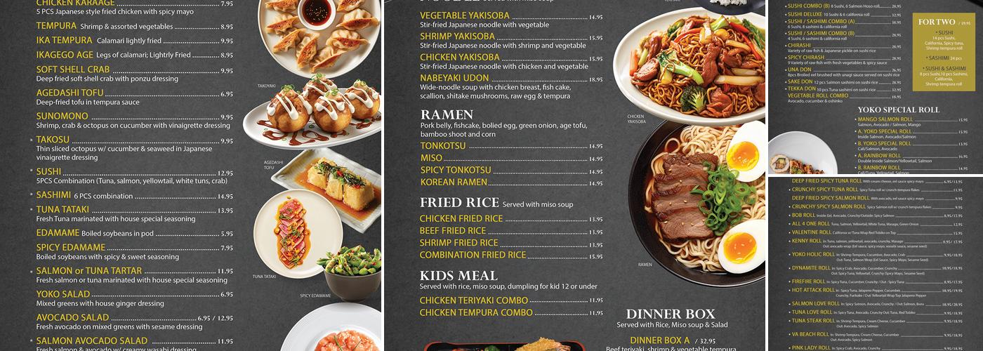 Yoko Sushi Menu