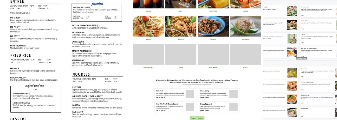 Pad Thai Restaurant Menu