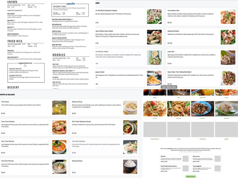 Pad Thai Restaurant Menu