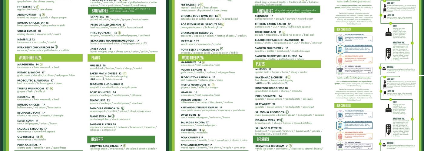 Jack's Abby Craft Lagers Menu