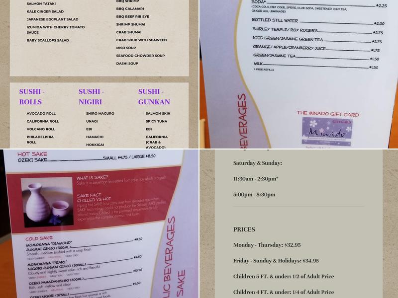 Minado Restaurant Menu