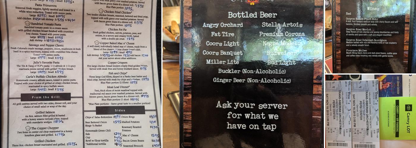 The Copper Pot on Broadway Menu