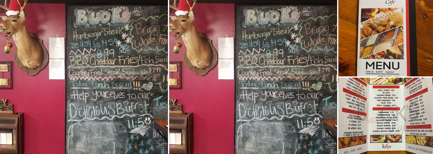 Buck's Cafe Menu
