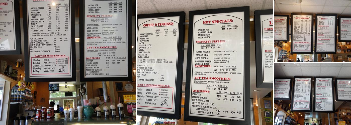 Buzz Thru Joe's Menu